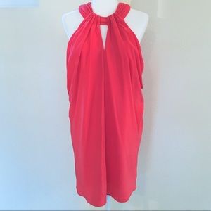 Banana Republic Silk Coral Halter Grecian Mini Dress